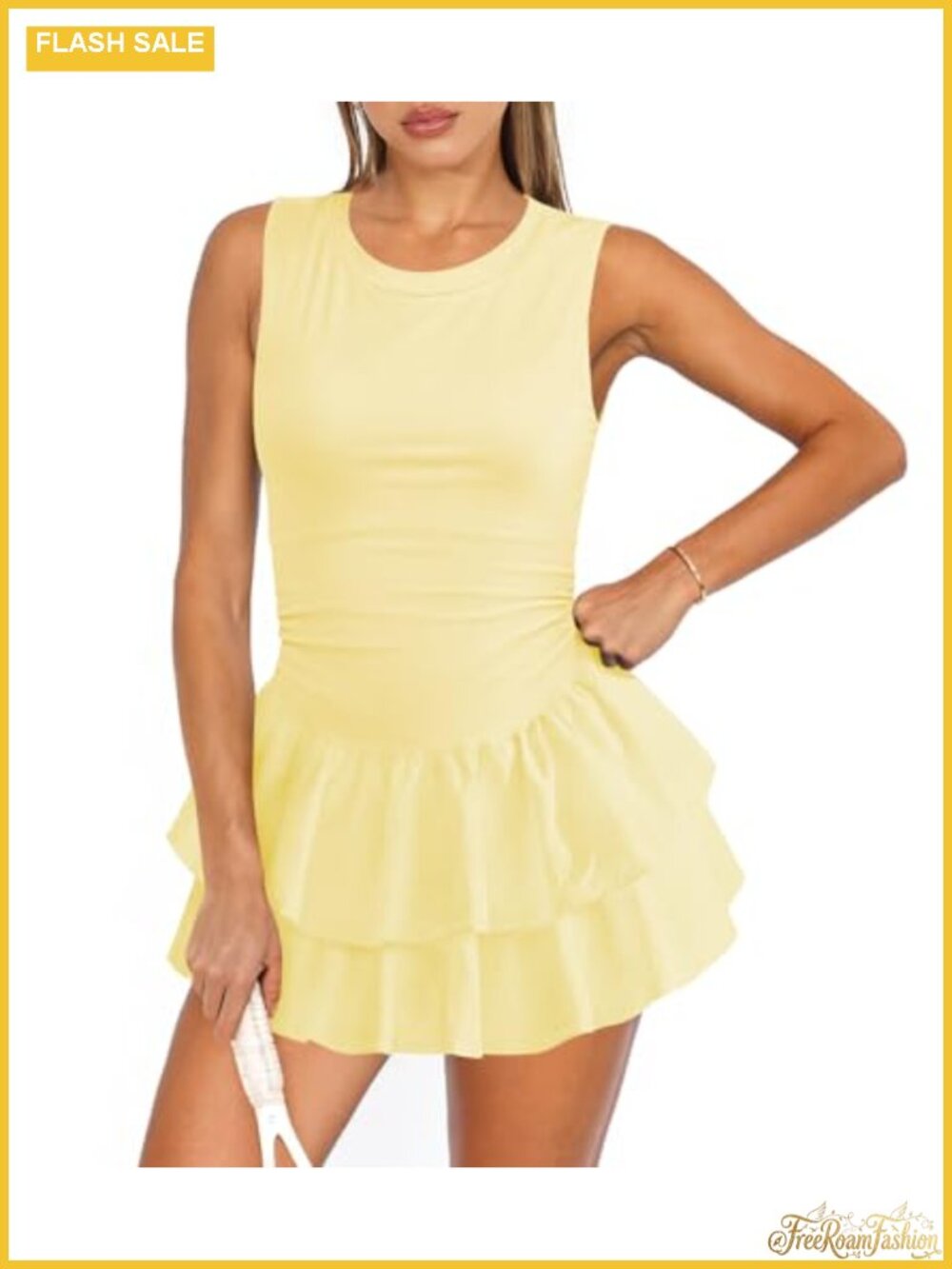 Women's Tennis Golf Dress with Shorts Pockets Ruffle Pleated Athletic Mini